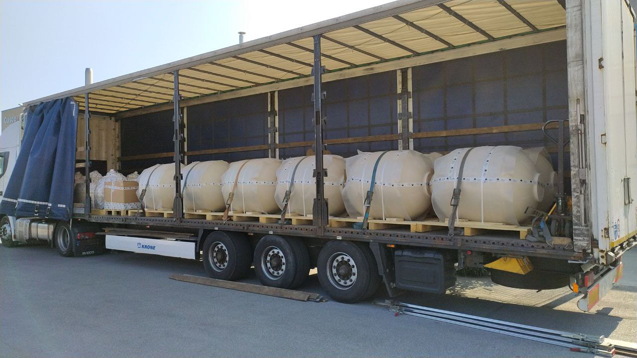 Truck loaded with coils
