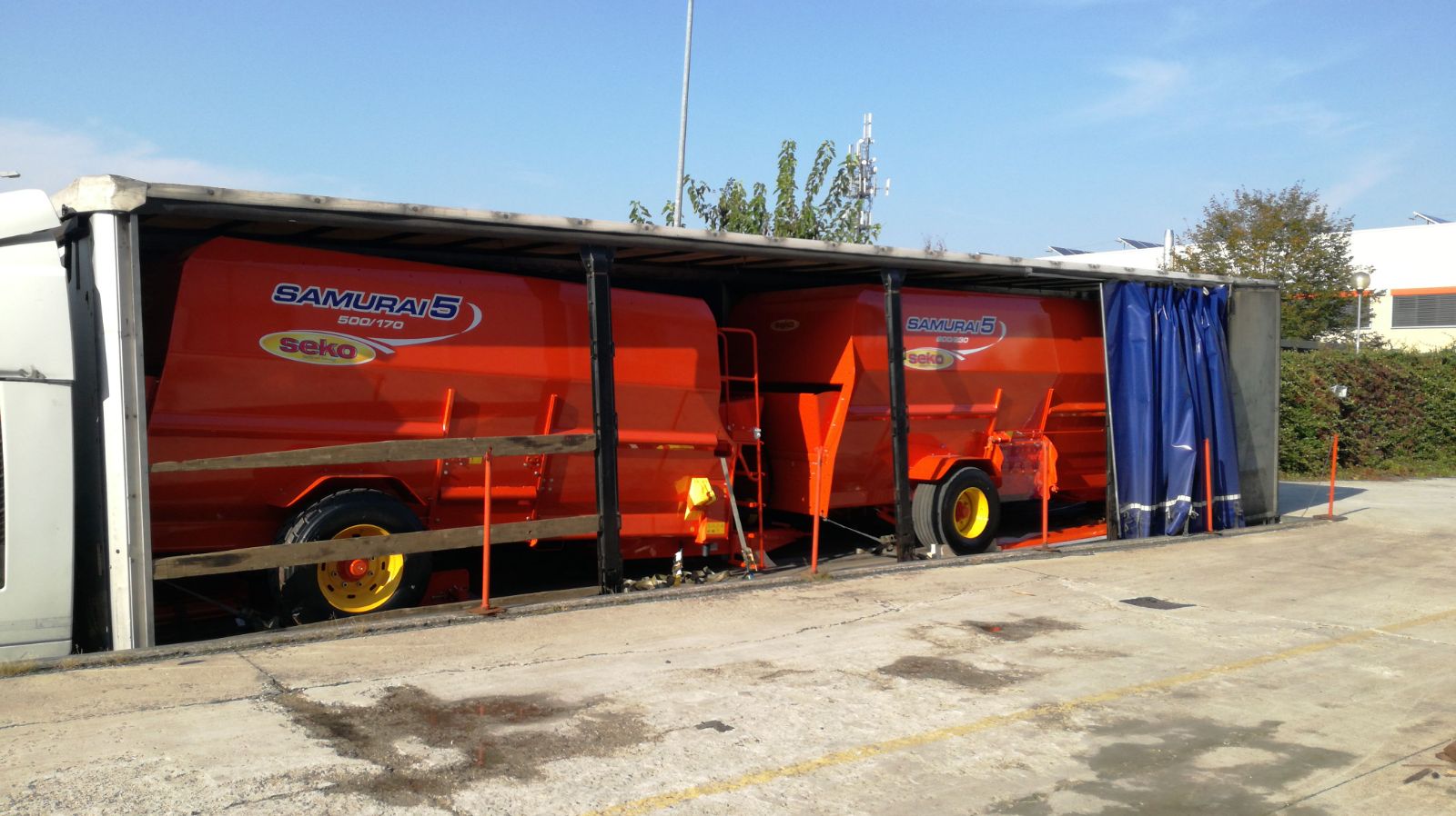 Agricultural machinery on trailer