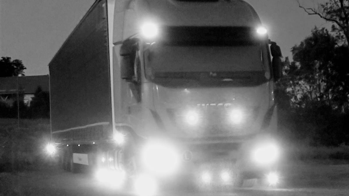 Truck front view at night